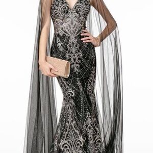 GLS Collective Black and Silver Embellished Gown